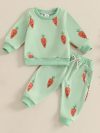 Citgeett Spring Easter Toddler Baby Boys Girls Pants Set Carrot Print Long Sleeve Sweatshirt Elastic Waist Pants Outfit