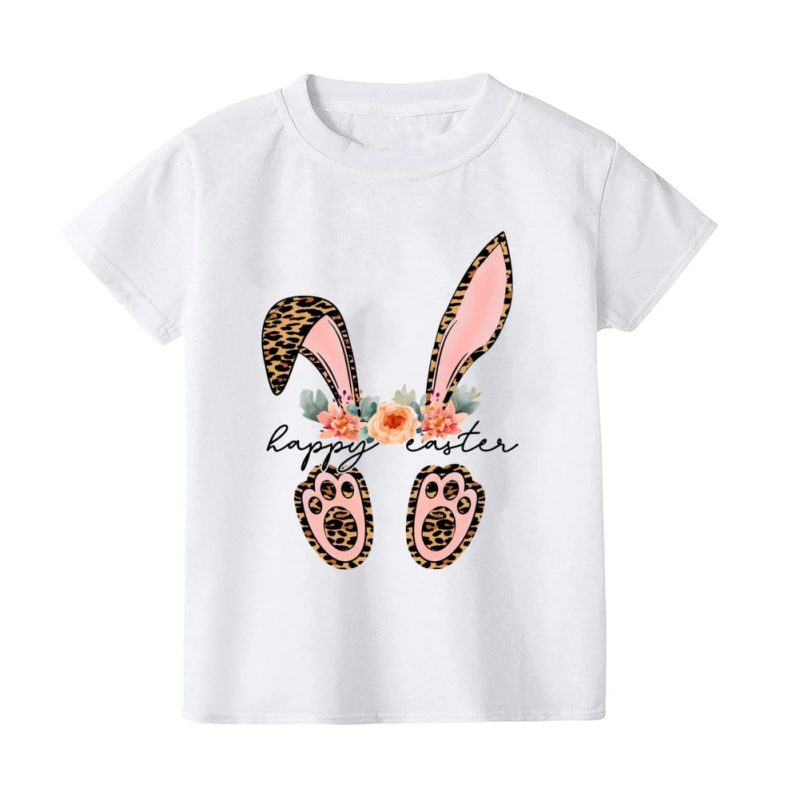 Hip Hop Bunny Print Easter Child Shirts Toddler Outfits Kids Shirt Boy Girl Clothes Easter Party Kid Gifts T-shirt Children Tee - Image 2