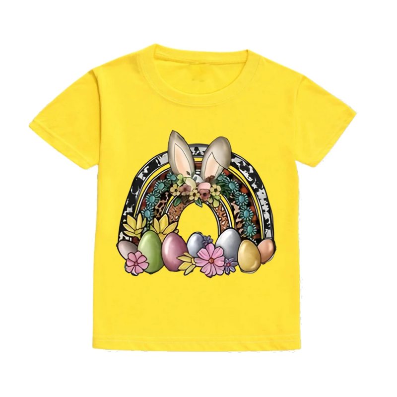 Hip Hop Bunny Print Easter Child Shirts Toddler Outfits Kids Shirt Boy Girl Clothes Easter Party Kid Gifts T-shirt Children Tee - Image 3