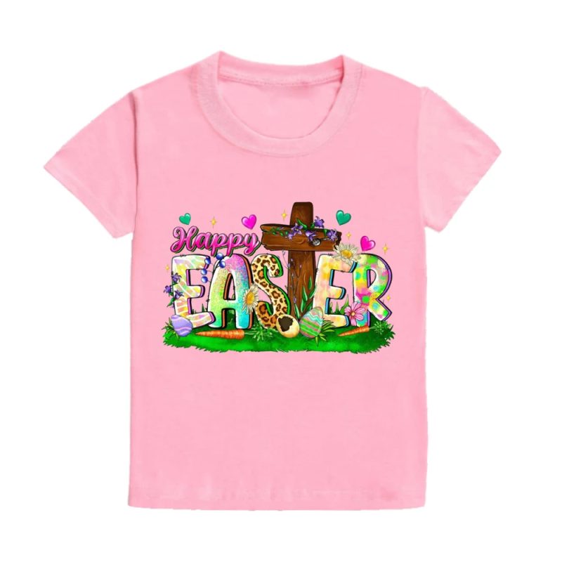Hip Hop Bunny Print Easter Child Shirts Toddler Outfits Kids Shirt Boy Girl Clothes Easter Party Kid Gifts T-shirt Children Tee - Image 4