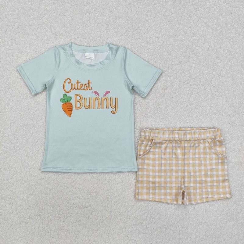 Wholesale New Kids Easter Set Toddler Baby Boy Short Sleeves Cross Cotton Shirt Tee Brown Camo Pocket Shorts Children Outfit - Image 6