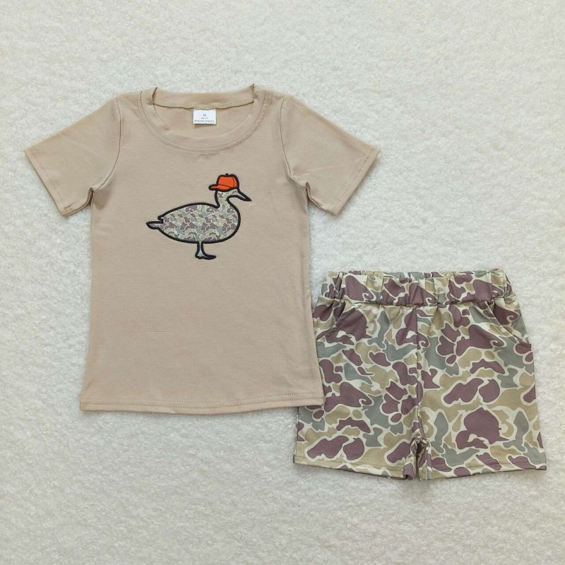 Wholesale New Kids Easter Set Toddler Baby Boy Short Sleeves Cross Cotton Shirt Tee Brown Camo Pocket Shorts Children Outfit - Image 9
