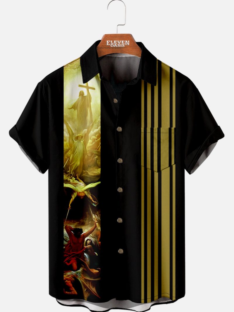 2025 Easter novelty pattern men's fashion short sleeve lapel shirt, summer party dress, men's and women's gift festival shirt - Image 8