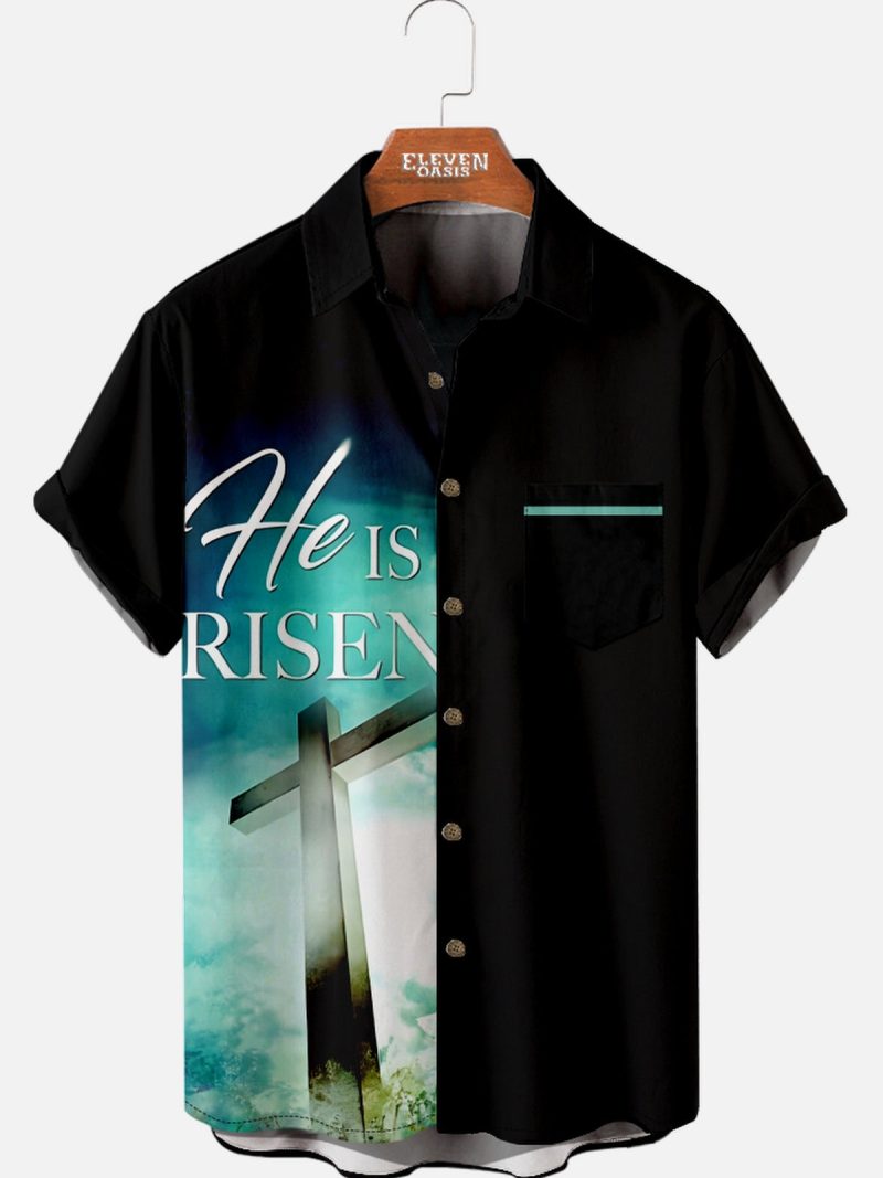 2025 Easter novelty pattern men's fashion short sleeve lapel shirt, summer party dress, men's and women's gift festival shirt - Image 9