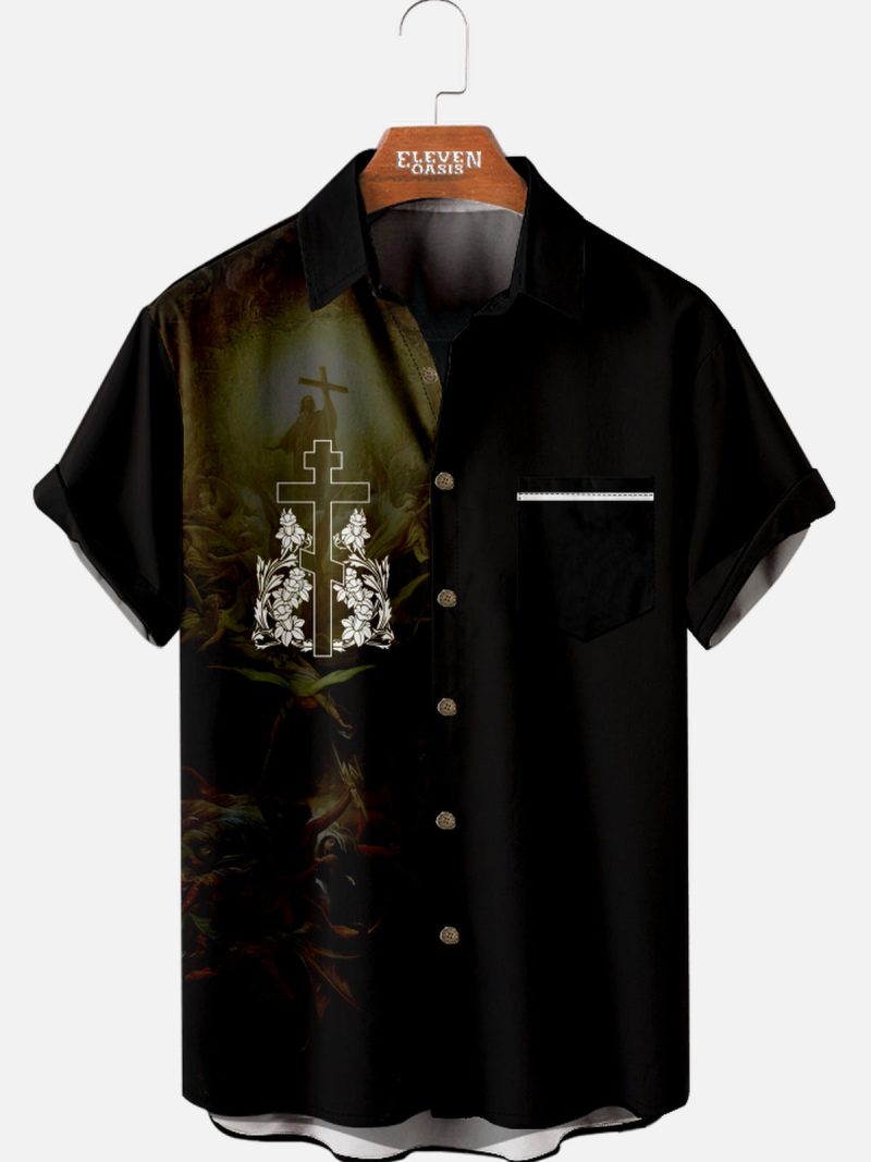 2025 Easter novelty pattern men's fashion short sleeve lapel shirt, summer party dress, men's and women's gift festival shirt - Image 10