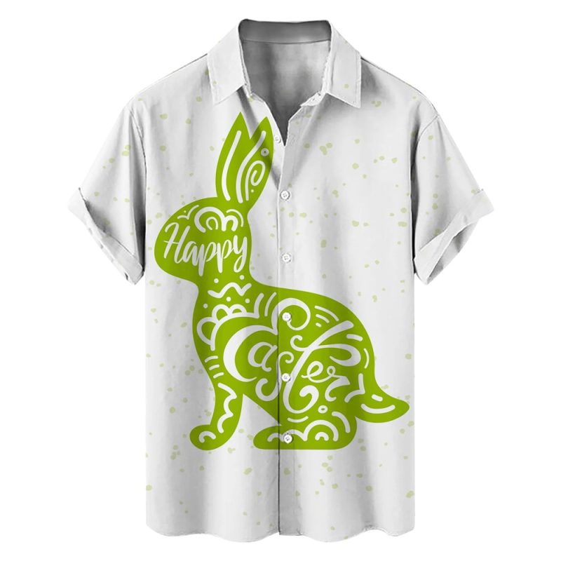 Happy Easter Day Cartoon Mens Rabbit Eggs Hawaiian Shirts 3D Printed Beach Shirt Women Clothes Kids Kawaii Shirts Button Tops - Image 8