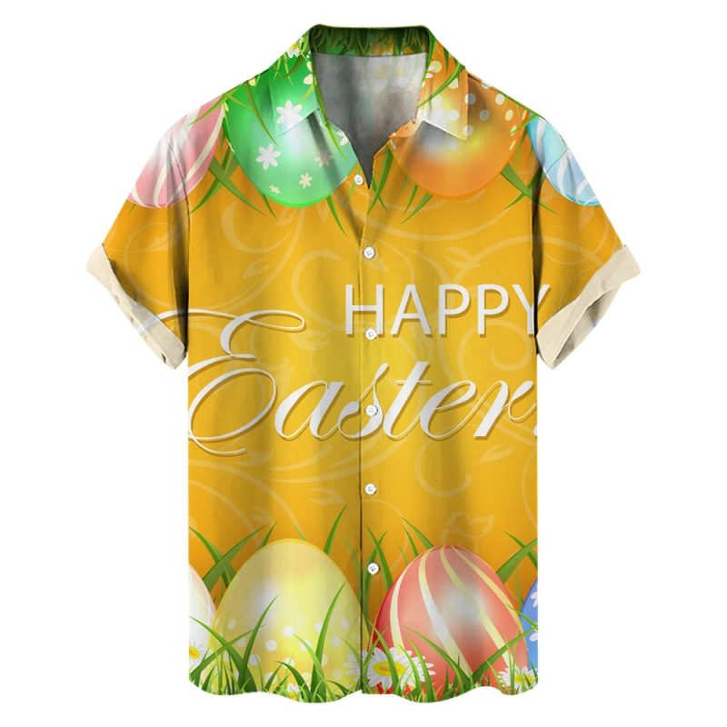 Happy Easter Day Cartoon Mens Rabbit Eggs Hawaiian Shirts 3D Printed Beach Shirt Women Clothes Kids Kawaii Shirts Button Tops - Image 11