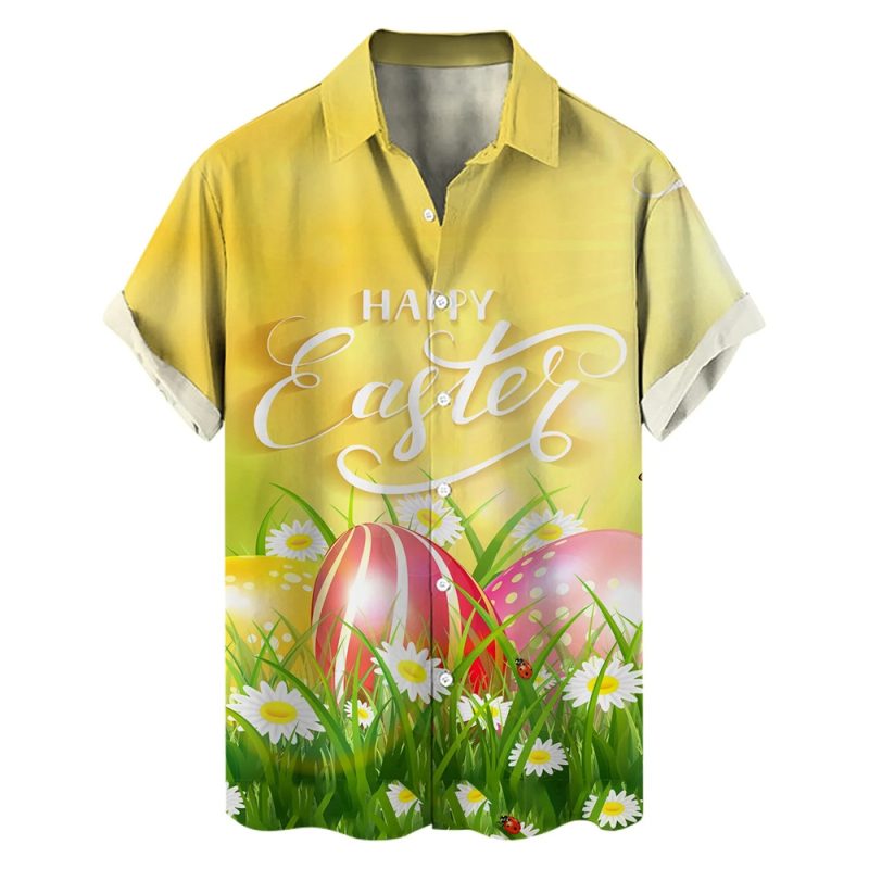 Happy Easter Day Cartoon Mens Rabbit Eggs Hawaiian Shirts 3D Printed Beach Shirt Women Clothes Kids Kawaii Shirts Button Tops - Image 12