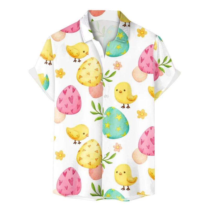 Happy Easter Day Cartoon Mens Rabbit Eggs Hawaiian Shirts 3D Printed Beach Shirt Women Clothes Kids Kawaii Shirts Button Tops - Image 15