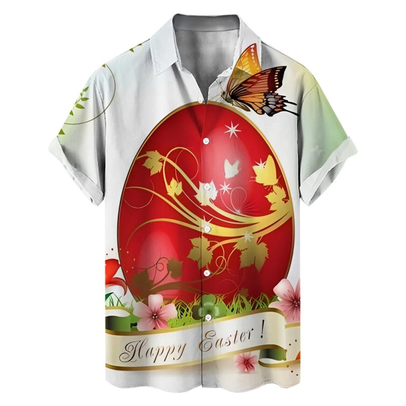 Happy Easter Day Cartoon Mens Rabbit Eggs Hawaiian Shirts 3D Printed Beach Shirt Women Clothes Kids Kawaii Shirts Button Tops - Image 16