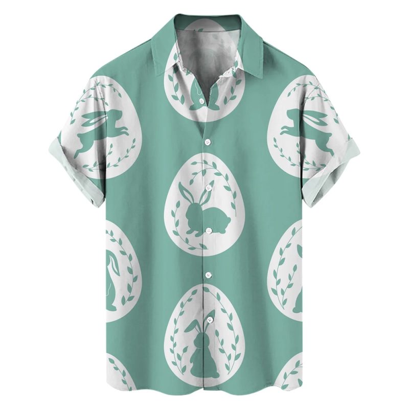 Happy Easter Day Cartoon Mens Rabbit Eggs Hawaiian Shirts 3D Printed Beach Shirt Women Clothes Kids Kawaii Shirts Button Tops - Image 17