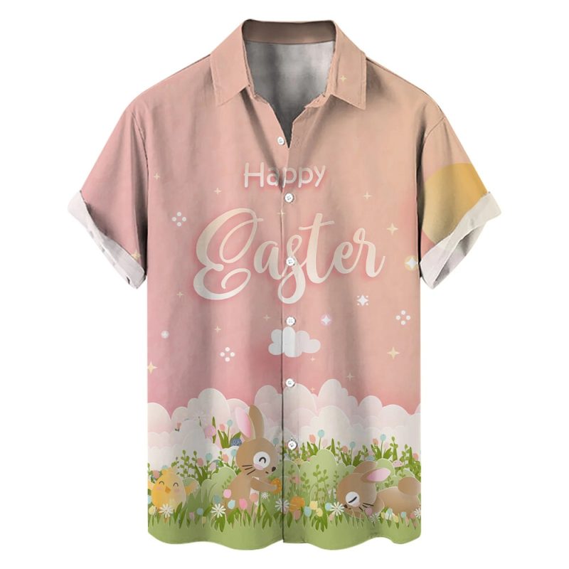 Happy Easter Day Cartoon Mens Rabbit Eggs Hawaiian Shirts 3D Printed Beach Shirt Women Clothes Kids Kawaii Shirts Button Tops - Image 18
