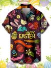 Male Spring And Summer Easter Day Short Shirt Lapel Fully Printed Printed Single Breasted Shirt With Pocket