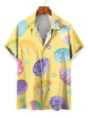 Funny Easter New Hawaiian Shirts For Men Rabbit Egg Printed Button Down Shirts Summer Casual Holiday Beach Party Shirt Clothes