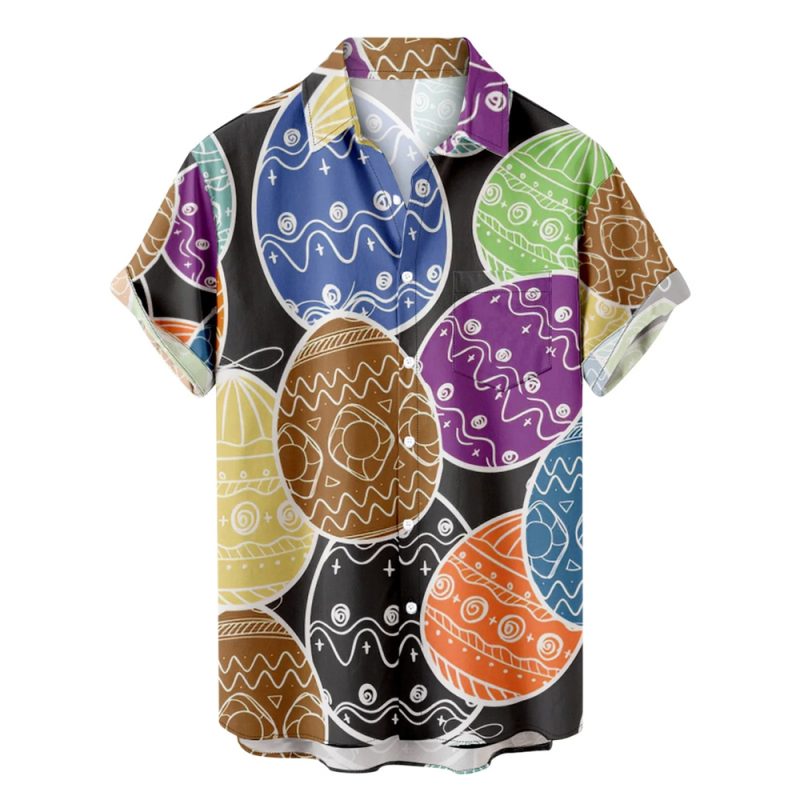 Funny Easter New Hawaiian Shirts For Men Rabbit Egg Printed Button Down Shirts Summer Casual Holiday Beach Party Shirt Clothes - Image 8