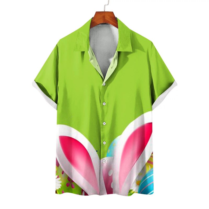 Funny Easter New Hawaiian Shirts For Men Rabbit Egg Printed Button Down Shirts Summer Casual Holiday Beach Party Shirt Clothes - Image 12