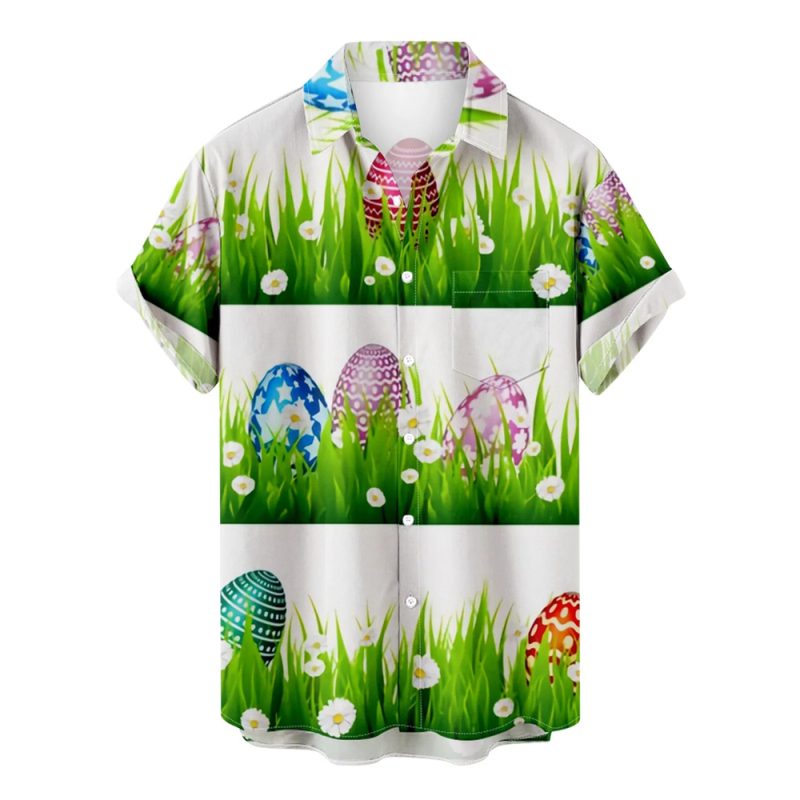 Funny Easter New Hawaiian Shirts For Men Rabbit Egg Printed Button Down Shirts Summer Casual Holiday Beach Party Shirt Clothes - Image 14