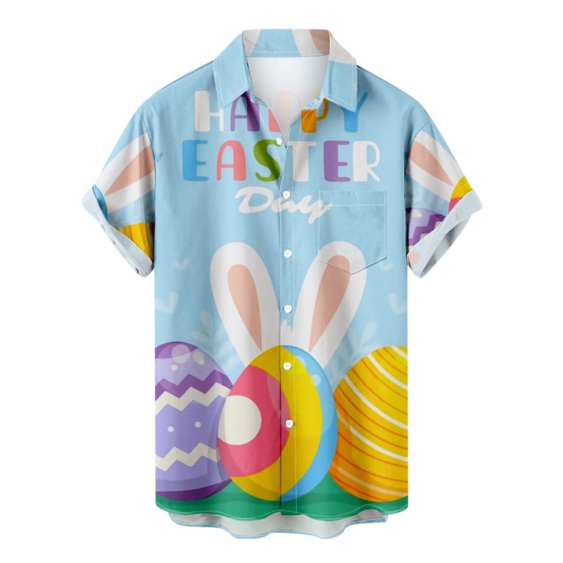Funny Easter New Hawaiian Shirts For Men Rabbit Egg Printed Button Down Shirts Summer Casual Holiday Beach Party Shirt Clothes - Image 17