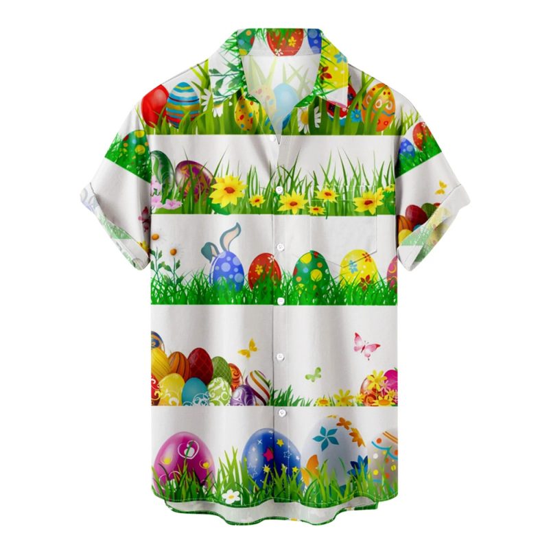 Funny Easter New Hawaiian Shirts For Men Rabbit Egg Printed Button Down Shirts Summer Casual Holiday Beach Party Shirt Clothes - Image 18