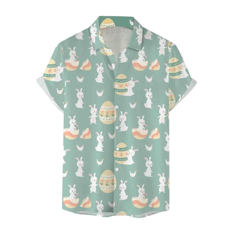 Funny Easter New Hawaiian Shirts For Men Rabbit Egg Printed Button Down Shirts Summer Casual Holiday Beach Party Shirt Clothes - Image 19