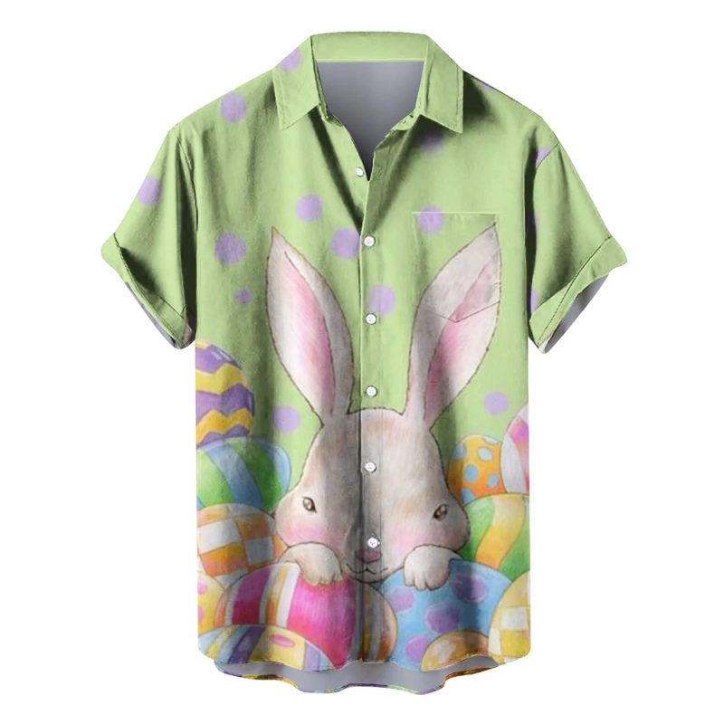 Funny Easter New Hawaiian Shirts For Men Rabbit Egg Printed Button Down Shirts Summer Casual Holiday Beach Party Shirt Clothes - Image 20