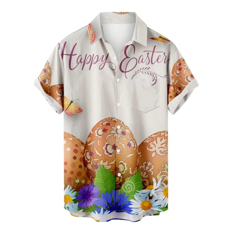 Funny Easter New Hawaiian Shirts For Men Rabbit Egg Printed Button Down Shirts Summer Casual Holiday Beach Party Shirt Clothes - Image 22