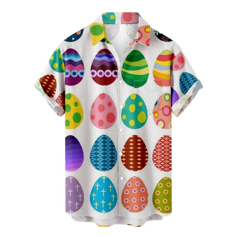 Funny Easter New Hawaiian Shirts For Men Rabbit Egg Printed Button Down Shirts Summer Casual Holiday Beach Party Shirt Clothes - Image 23