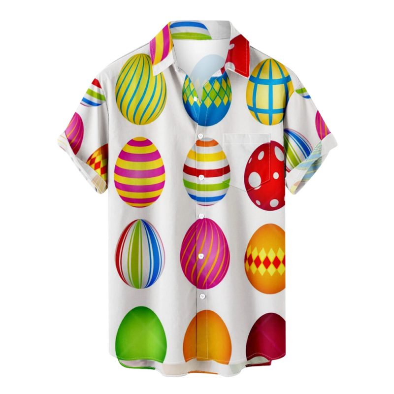 Funny Easter New Hawaiian Shirts For Men Rabbit Egg Printed Button Down Shirts Summer Casual Holiday Beach Party Shirt Clothes - Image 25