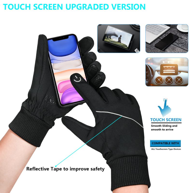 MOREOK Winter Thermal Gloves, Windproof Touch Screen Warm Gloves for Driving,Cycling,Riding,Running for Men Women - Image 2