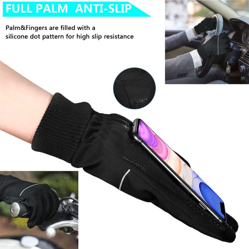 MOREOK Winter Thermal Gloves, Windproof Touch Screen Warm Gloves for Driving,Cycling,Riding,Running for Men Women - Image 3