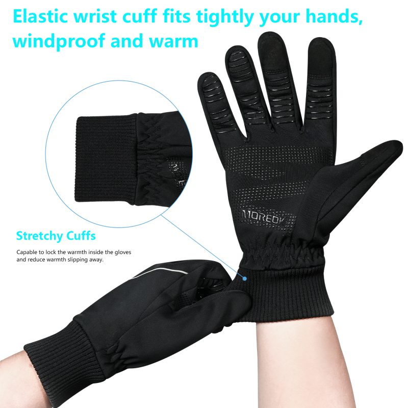 MOREOK Winter Thermal Gloves, Windproof Touch Screen Warm Gloves for Driving,Cycling,Riding,Running for Men Women - Image 4