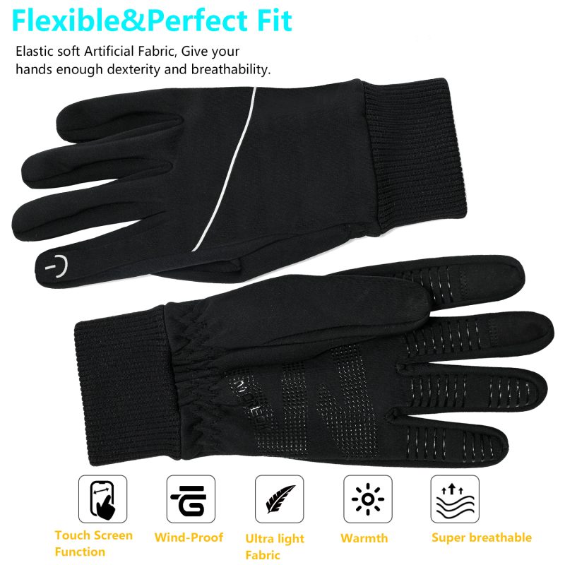 MOREOK Winter Thermal Gloves, Windproof Touch Screen Warm Gloves for Driving,Cycling,Riding,Running for Men Women - Image 5