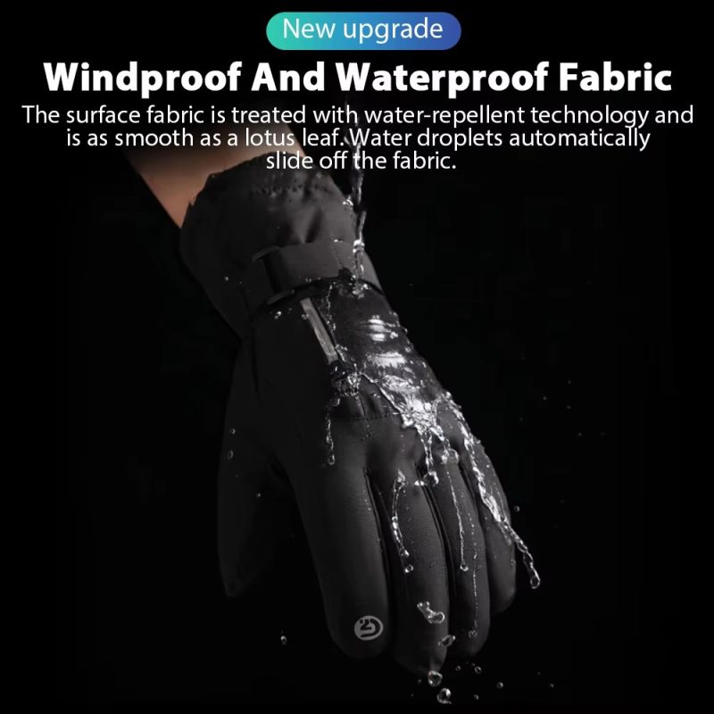 GTUBIKE Men Winter Waterproof Cycling Gloves Sports Running Motorcycle Ski Touch Screen Fleece Gloves Non-slip Warm Full Fingers - Image 4