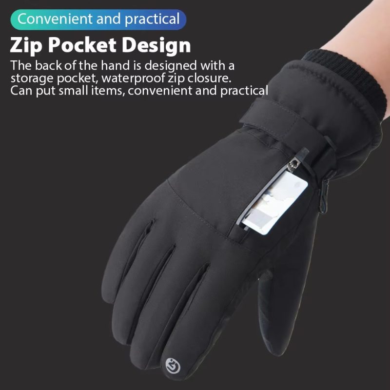 GTUBIKE Men Winter Waterproof Cycling Gloves Sports Running Motorcycle Ski Touch Screen Fleece Gloves Non-slip Warm Full Fingers - Image 5