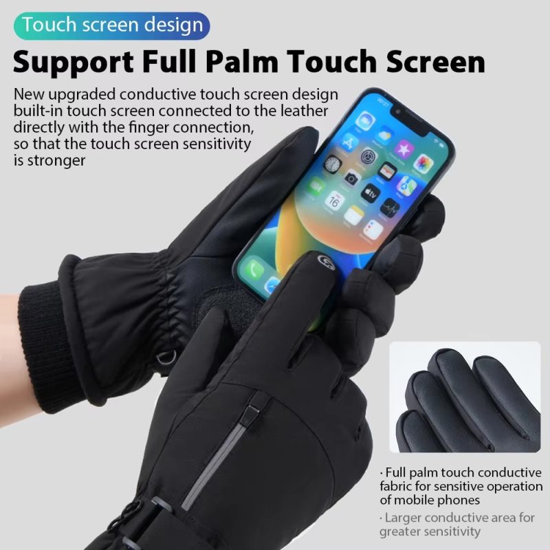 GTUBIKE Men Winter Waterproof Cycling Gloves Sports Running Motorcycle Ski Touch Screen Fleece Gloves Non-slip Warm Full Fingers - Image 6
