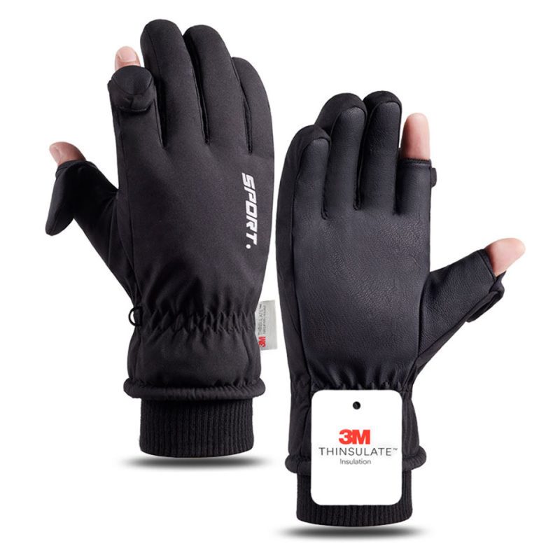 GTUBIKE Men Winter Waterproof Cycling Gloves Sports Running Motorcycle Ski Touch Screen Fleece Gloves Non-slip Warm Full Fingers - Image 11