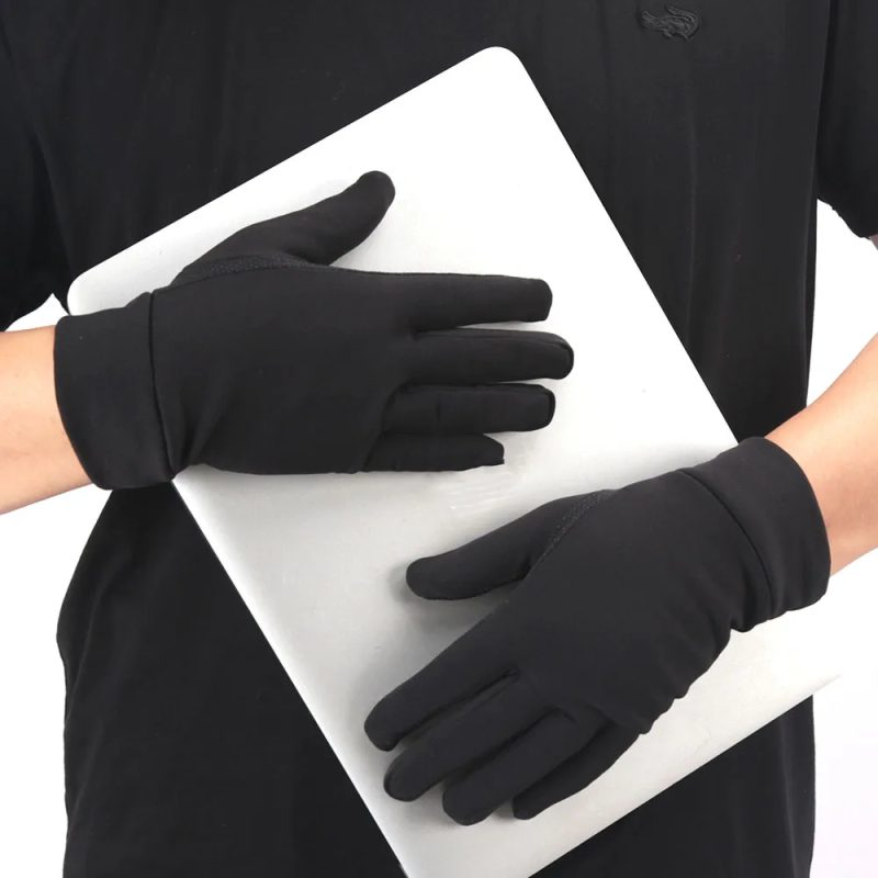 Black Non-Slip Gloves Unisex Autumn Winter for Men Women Thin Thermal Gloves Touch Screen Outdoor Non-Slip Riding Warm Gloves - Image 2