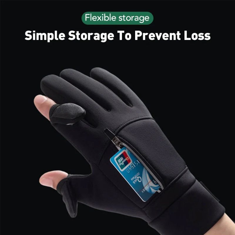 Winter Fishing Gloves 2 Finger Flip Waterproof Winter Gloves Windproof Photograph Men Women Warm Protection Fish Angling Gloves - Image 2
