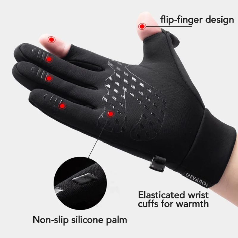 Winter Fishing Gloves 2 Finger Flip Waterproof Winter Gloves Windproof Photograph Men Women Warm Protection Fish Angling Gloves - Image 5