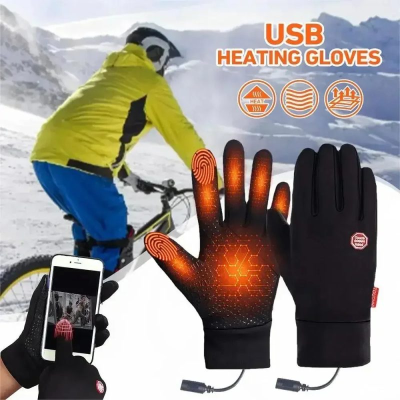 Heated/Non Heated Gloves Winter Liner Charge Electric Full Finger Gloves Men Cycling Skiing Fishing Biker Gloves - Image 2