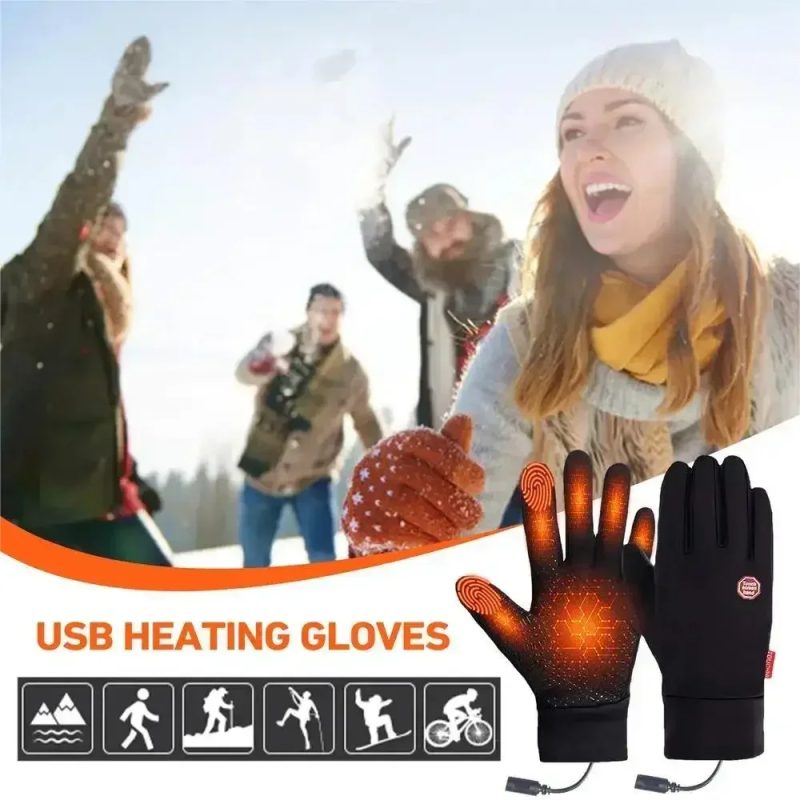 Heated/Non Heated Gloves Winter Liner Charge Electric Full Finger Gloves Men Cycling Skiing Fishing Biker Gloves - Image 3