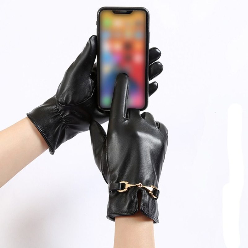 New Full Finge PU Leather Gloves Windproof Waterproof Driving Gloves Thicken Winter Warm Touch Screen Gloves Outdoor Sports - Image 4