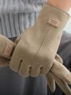 Winter Keep Warm Touch Screen Plus Velvet Inside Suede Mens Gloves Fashion Simple Solid Thicken Man Outdoor Cycling Drive