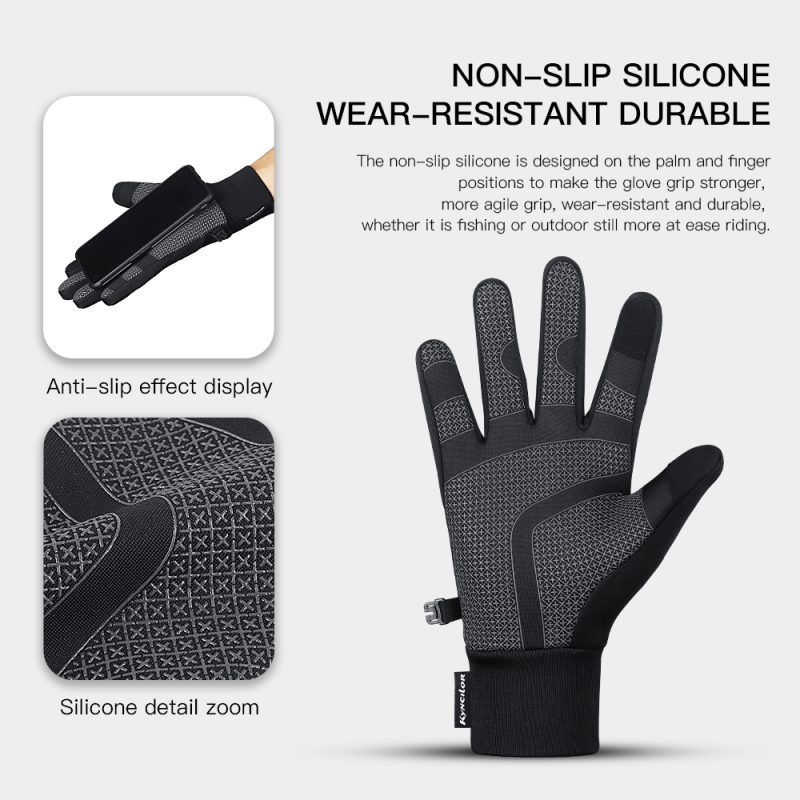 Outdoor Winter Warm Cycling Gloves Black Windproof Touchscreen Bicycle Gloves Camping Hiking Sport Running Motorcycle Gloves Men - Image 2