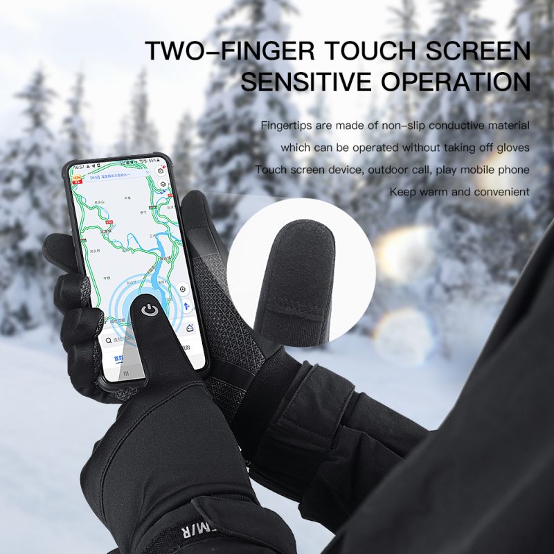 Outdoor Winter Warm Cycling Gloves Black Windproof Touchscreen Bicycle Gloves Camping Hiking Sport Running Motorcycle Gloves Men - Image 3