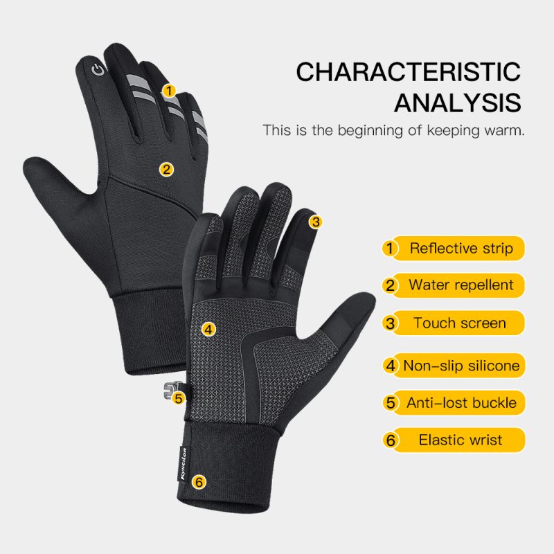 Outdoor Winter Warm Cycling Gloves Black Windproof Touchscreen Bicycle Gloves Camping Hiking Sport Running Motorcycle Gloves Men - Image 4