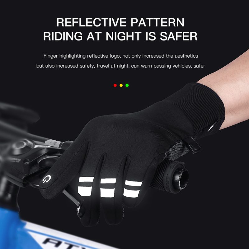 Outdoor Winter Warm Cycling Gloves Black Windproof Touchscreen Bicycle Gloves Camping Hiking Sport Running Motorcycle Gloves Men - Image 5