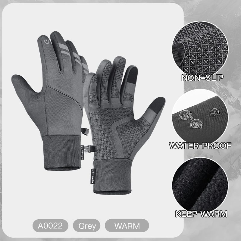 Outdoor Winter Warm Cycling Gloves Black Windproof Touchscreen Bicycle Gloves Camping Hiking Sport Running Motorcycle Gloves Men - Image 8