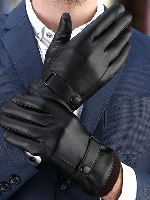 Men's Gloves Black Winter Mittens Keep Warm Touch Screen Windproof Driving Guantes Male Autumn Winter PU Leather Gloves Business