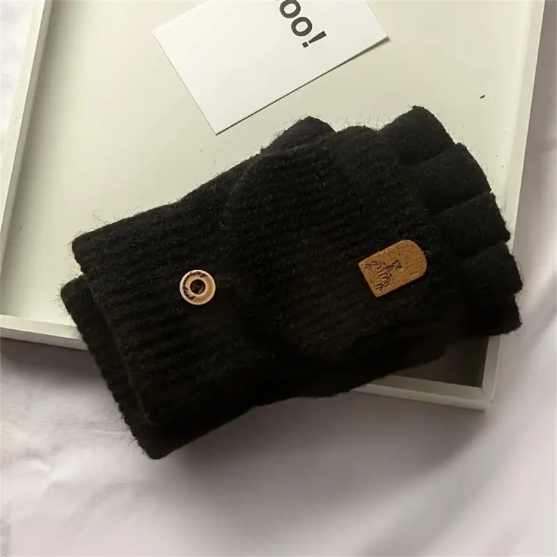 Men Women Winter Gloves Half Finger Open Flip Design Flap Warm Gloves Knitted Thickened Windproof Hand Cover Gifts for Outdoor - Image 10